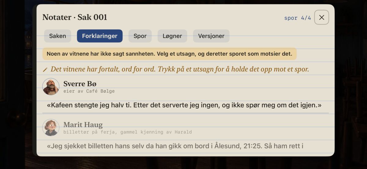Notatboka: vitnenes utsagn, ord for ord